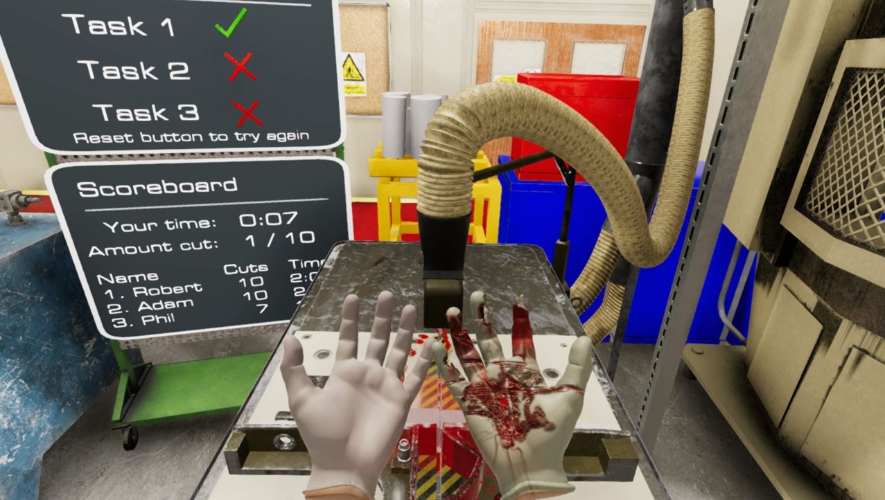 VR hand tracking in manufacturing, showing when something goes wrong.