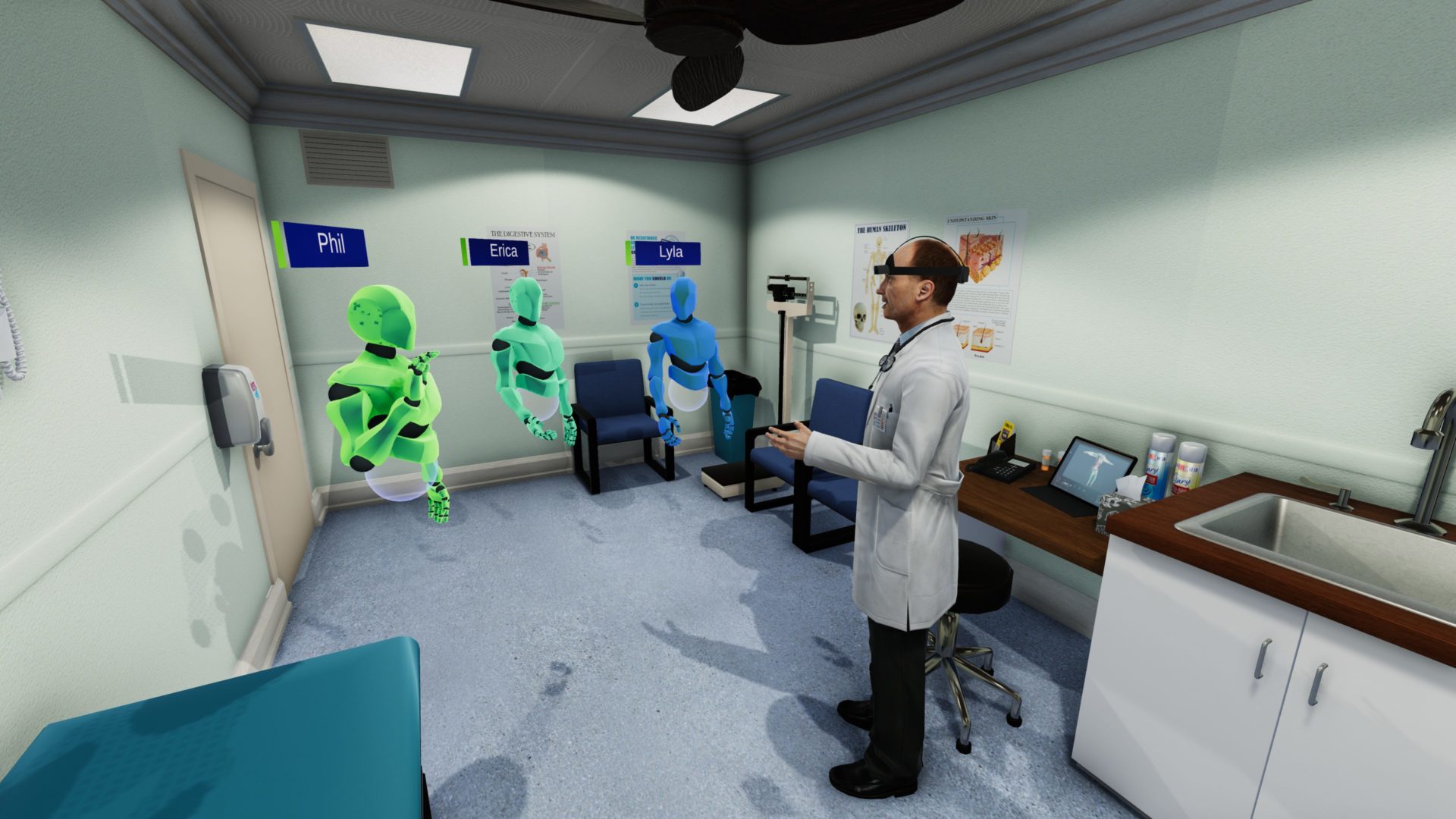 Doctor avatars for VR medical training.