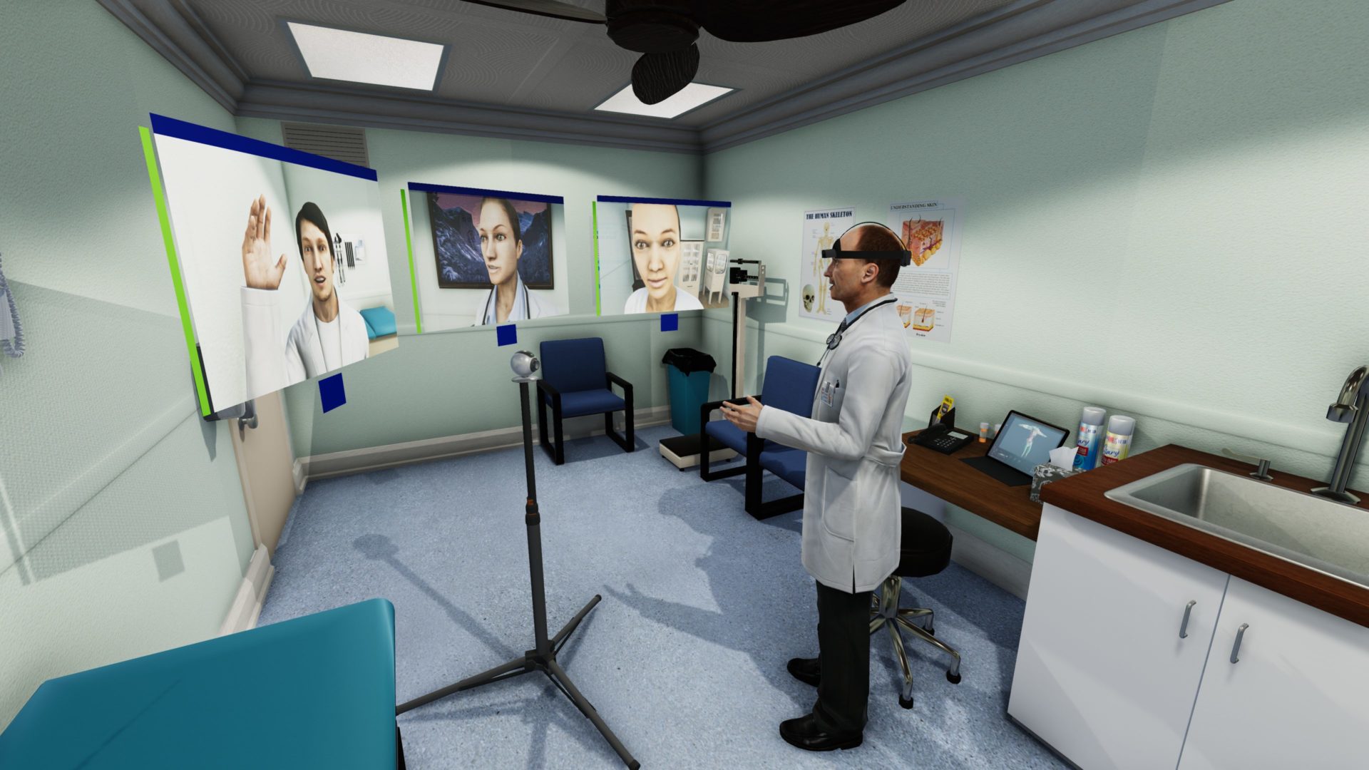 Doctor avatar teaching in VR.