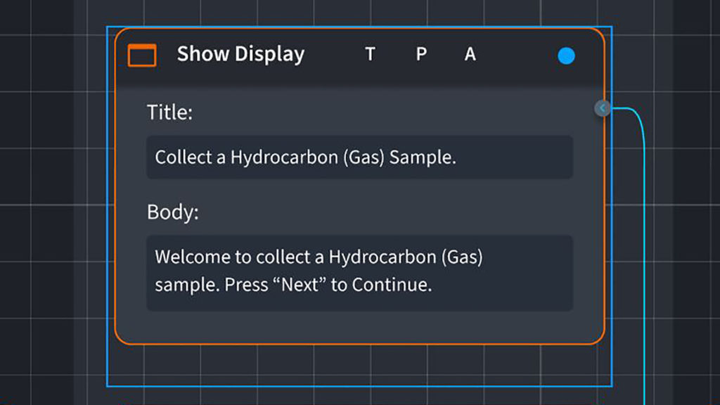 a step created with flow for unity showing how to collect a hydrocarbon gas sample