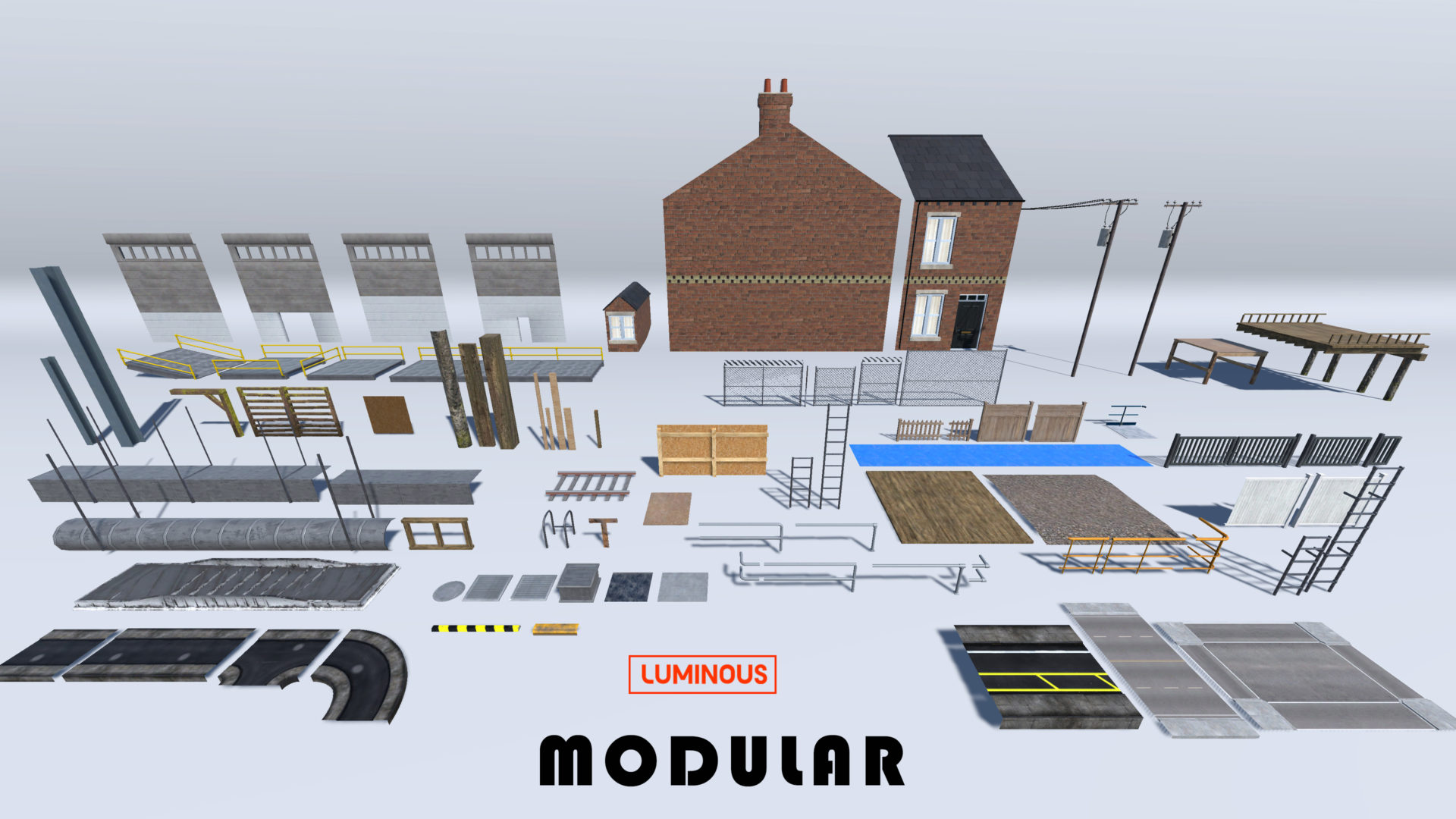 luminous virtual reality 3d assets for modular scenarios