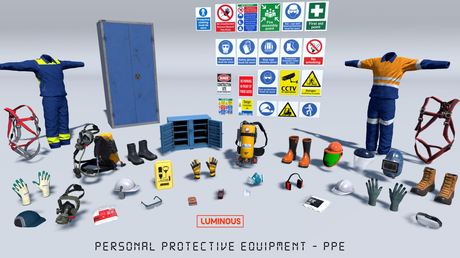 luminous virtual reality 3d assets for PPE