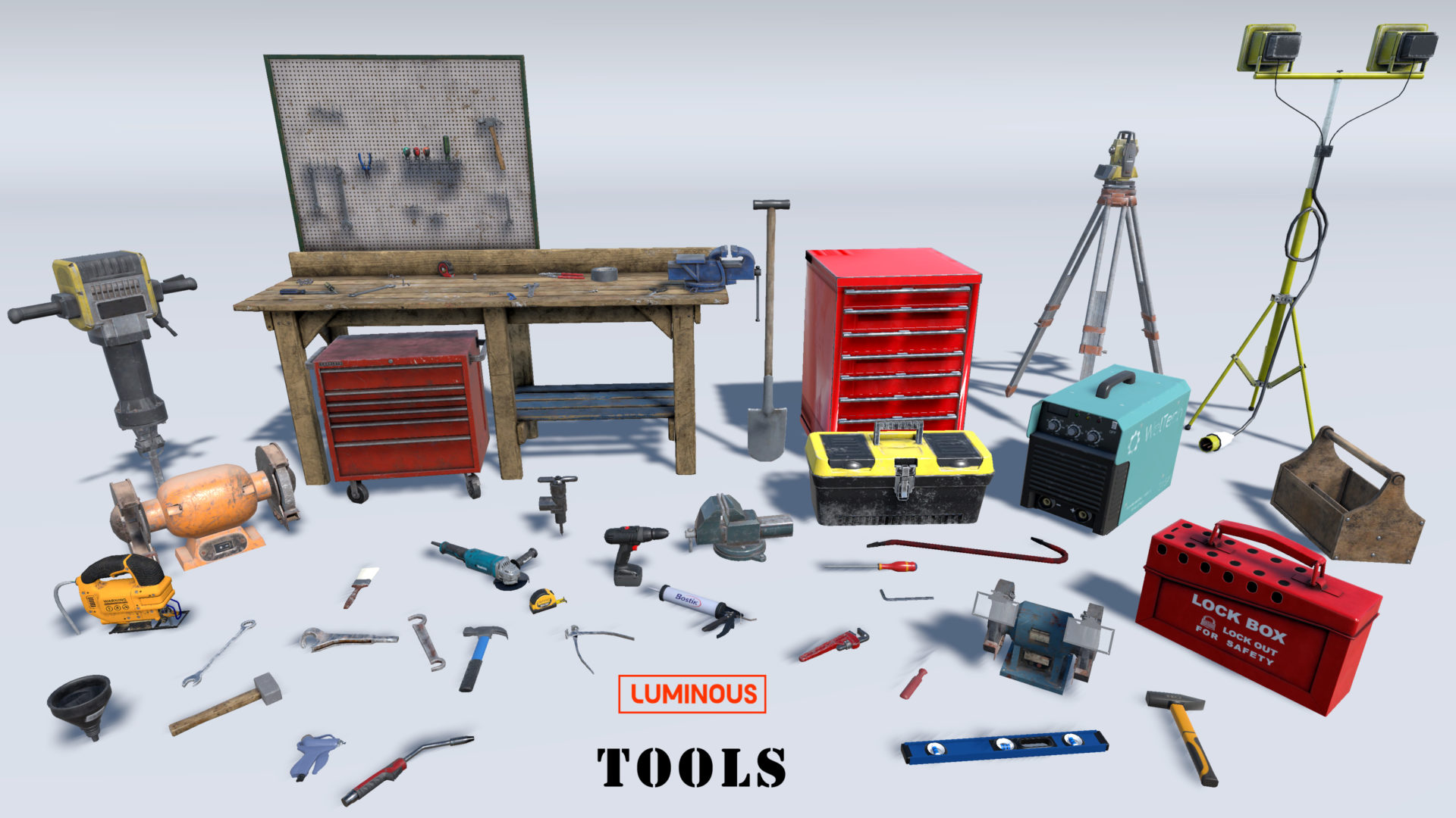 luminous virtual reality 3d assets for tools